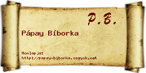 Pápay Bíborka névjegykártya